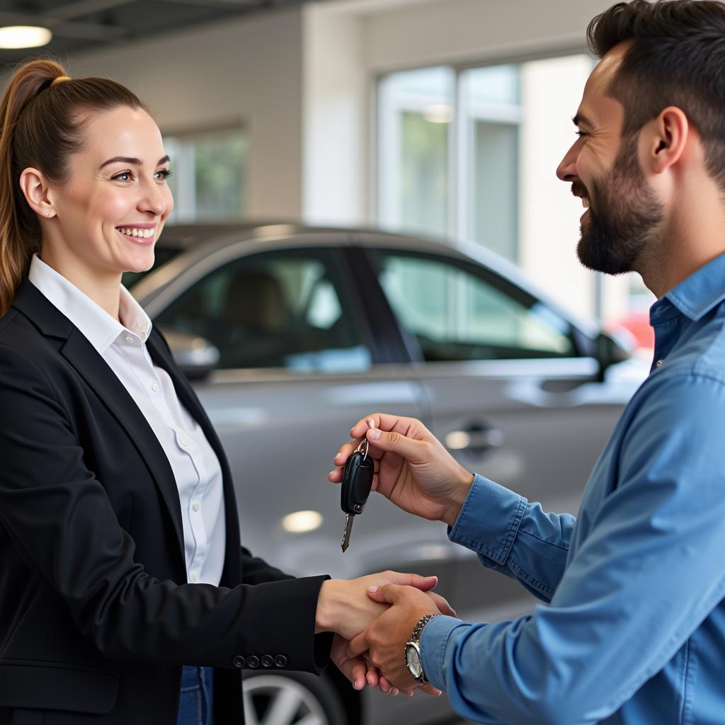 Satisfied Customer Receiving Car Keys