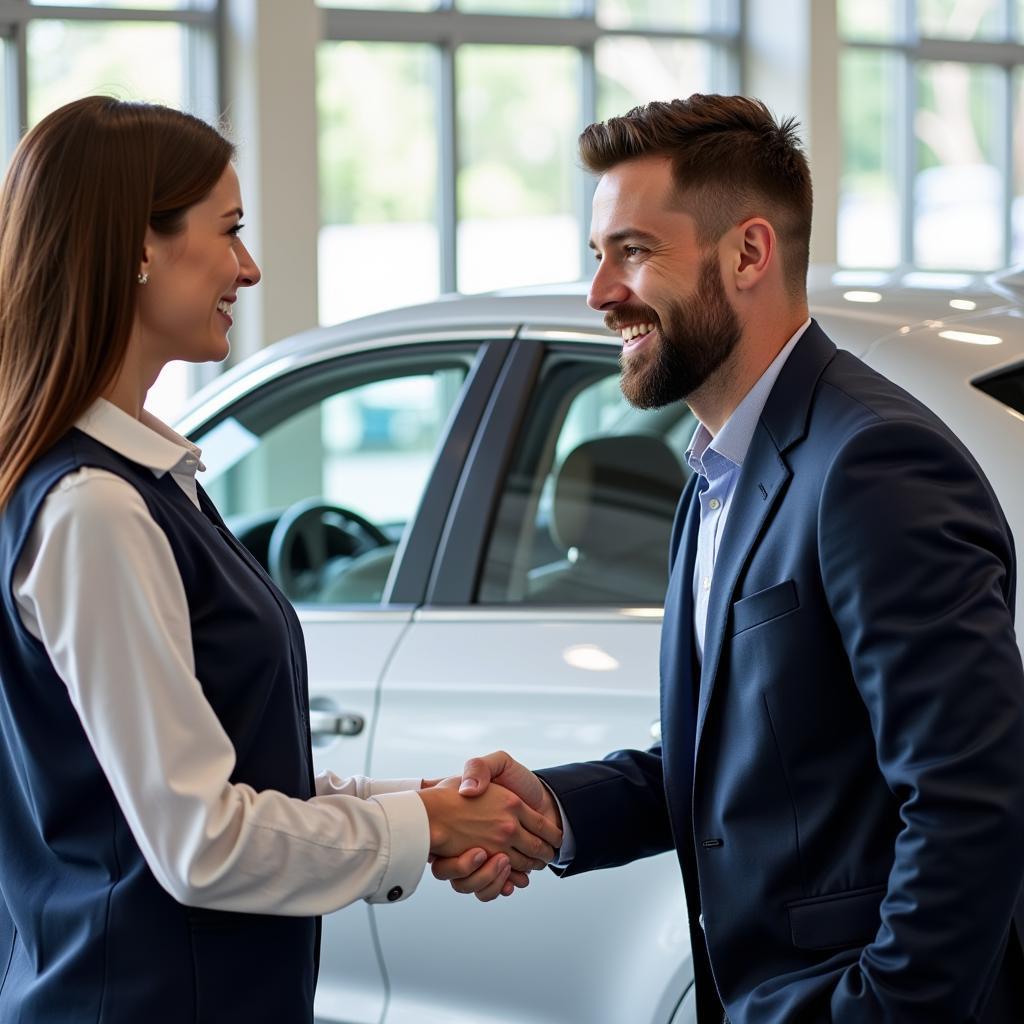 Satisfied Customer Receiving Cleaned Car