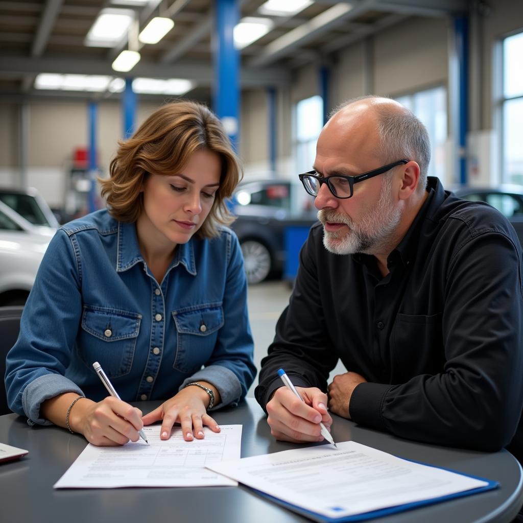 Discussing Car Repair Estimate in Seaside Heights