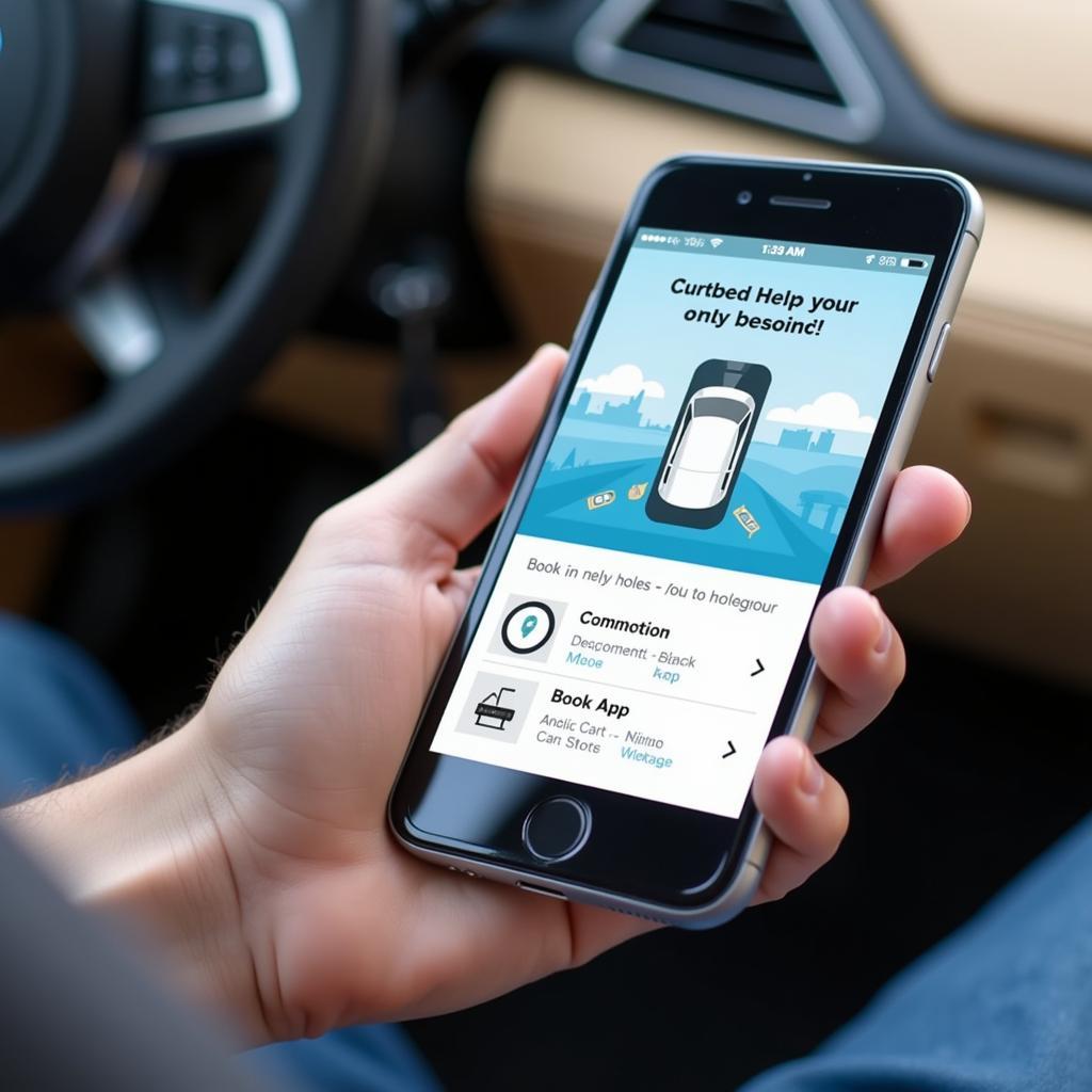 Booking car service on a smartphone app 