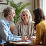 Senior care consultant discussing options with family