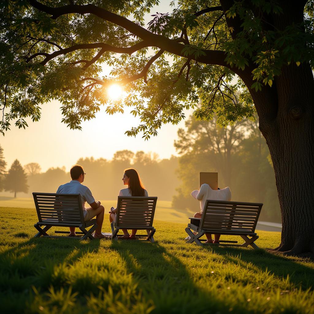  An elderly couple sits on a bench in the garden of a respite care facility, holding hands and enjoying each other's company