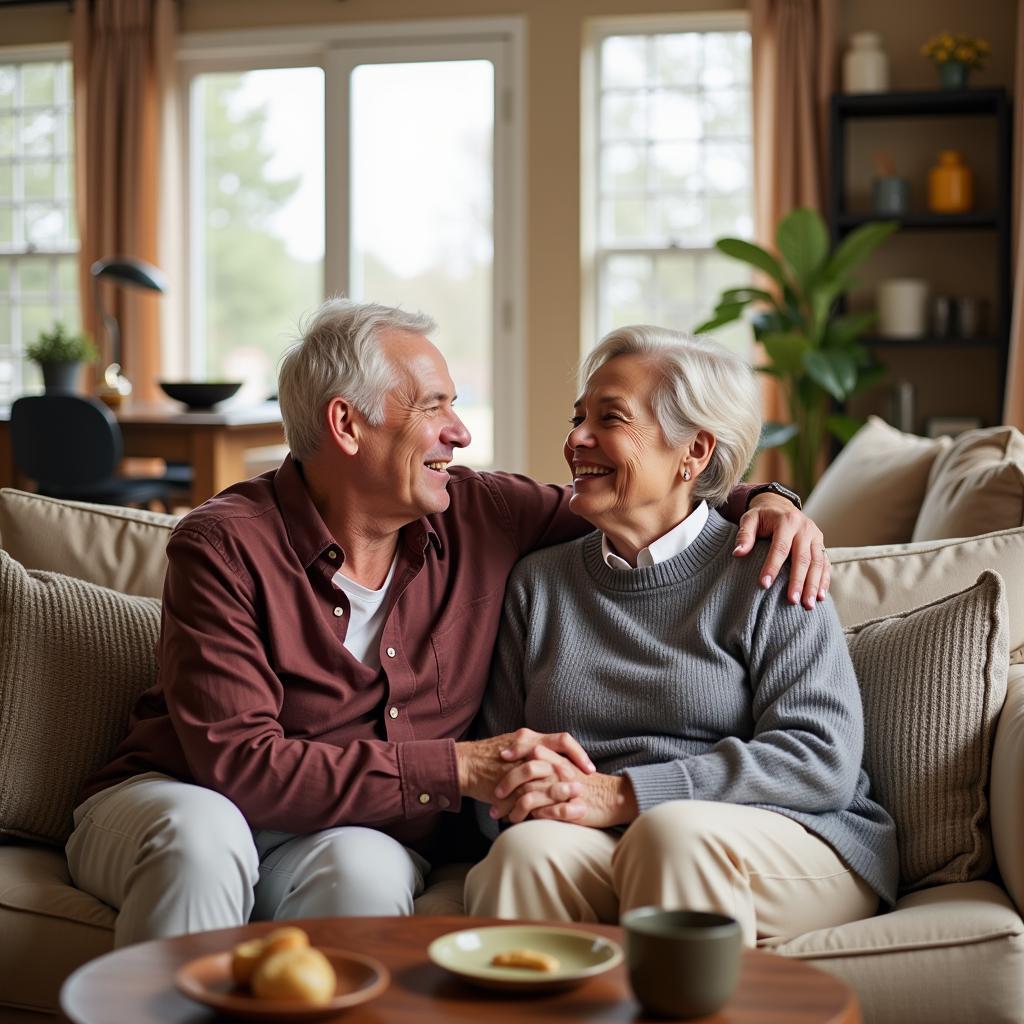 Senior couple enjoying time together in their Chicago home