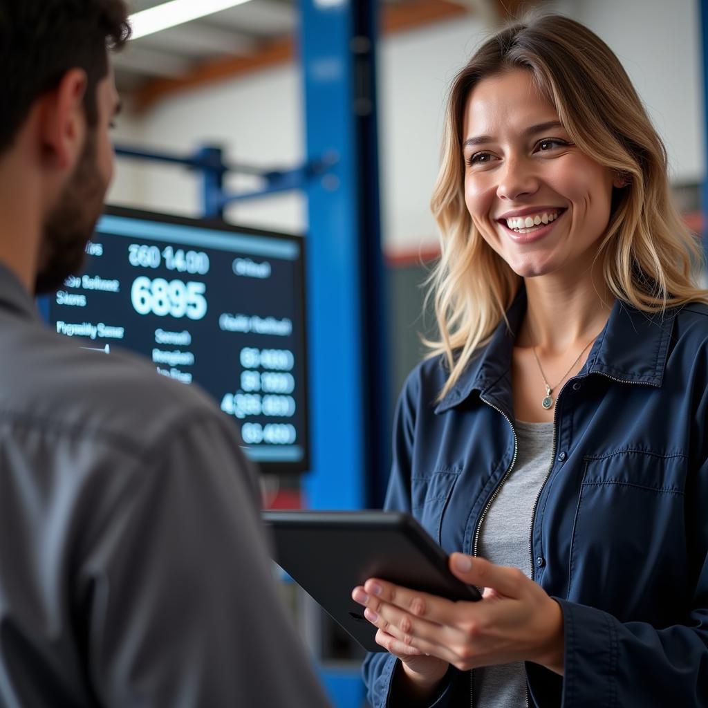 Service Advisor Explaining Repair to Customer