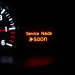 Car dashboard with service engine light illuminated