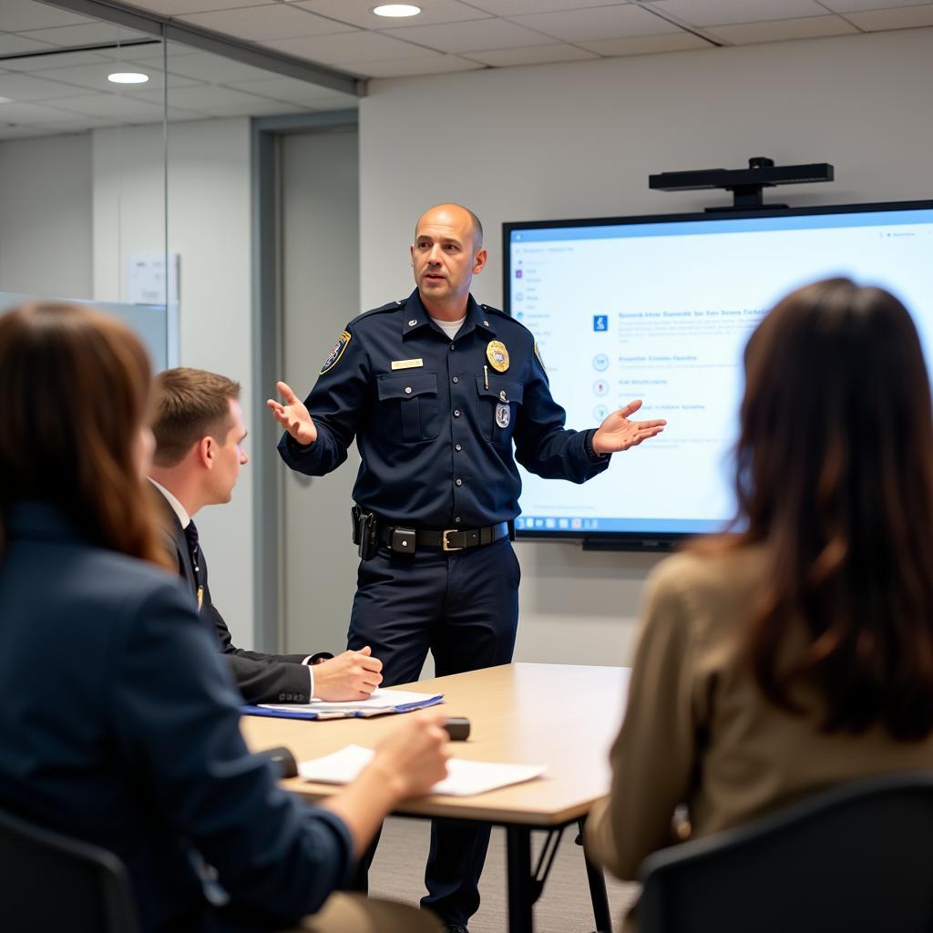 Services Officer Leading a Meeting