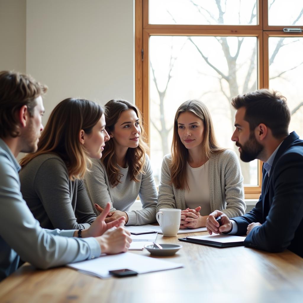 A social services trainee participating in a team meeting