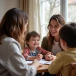 Social worker meeting with a family