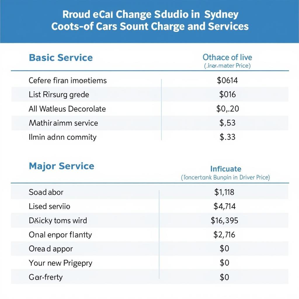 Car Service Costs in Sydney