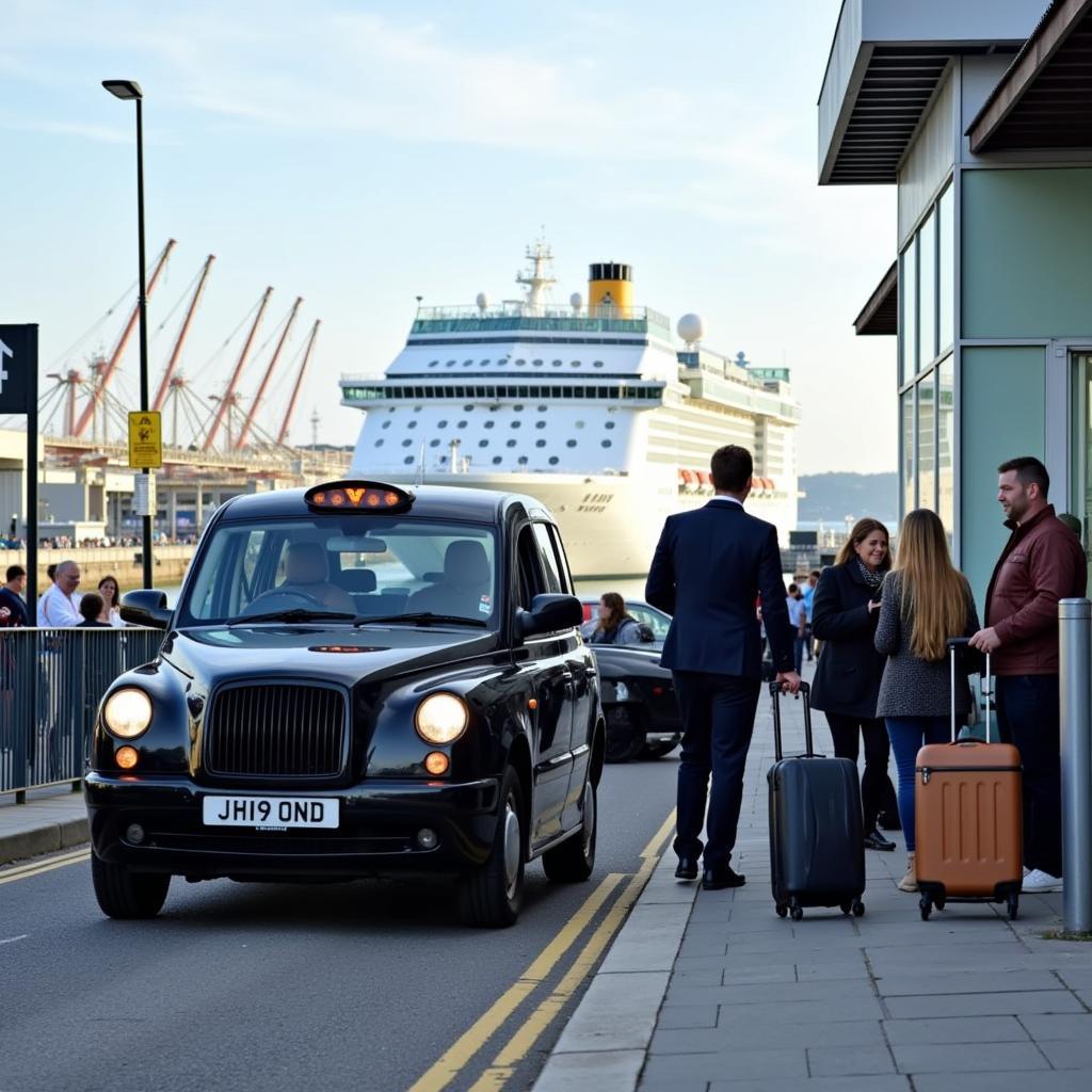 Taxi Arriving at Southampton Docks Cruise Terminal