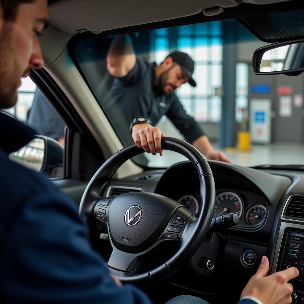 Taxi Driver Checking Steering and Suspension