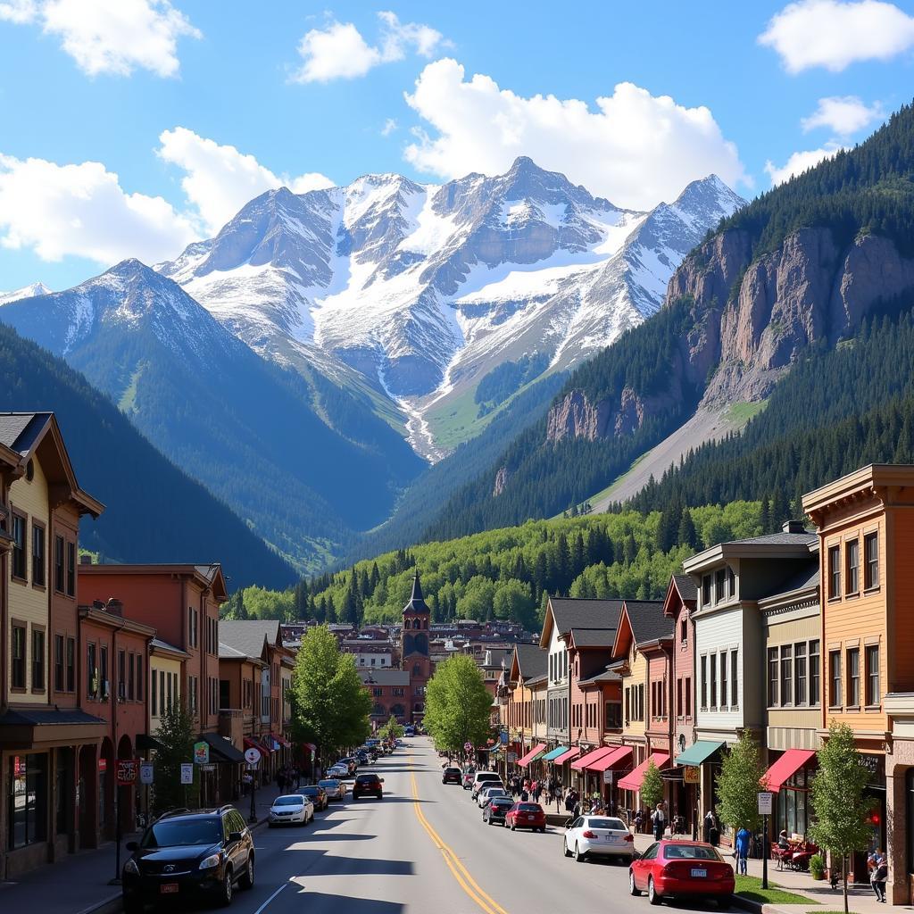 Charming Town of Telluride Nestled in the Mountains