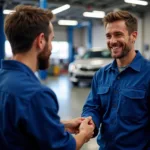 Mechanic receiving a tip