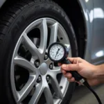 Mechanic Checking Tire Pressure