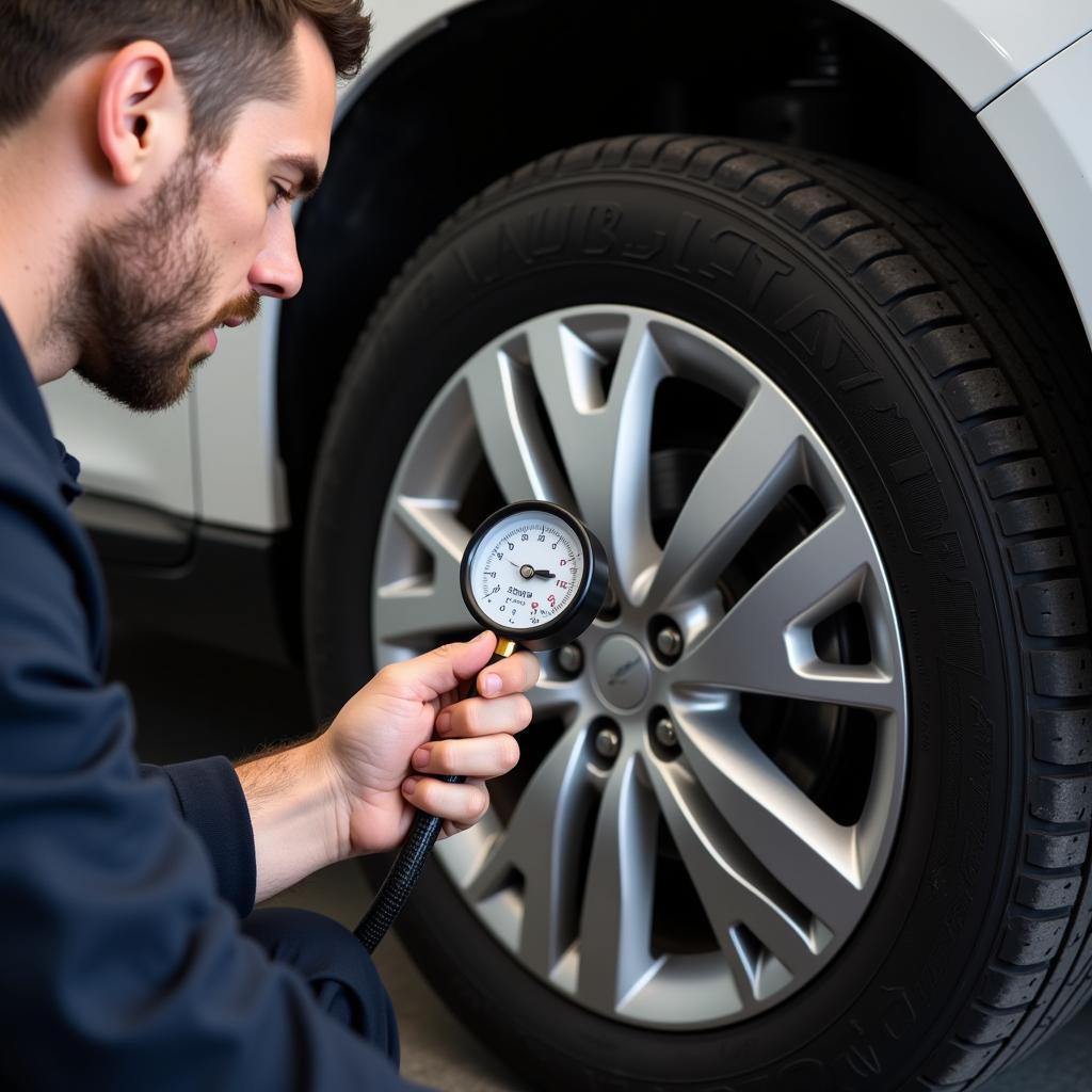 Car Tire Pressure Check and Rotation