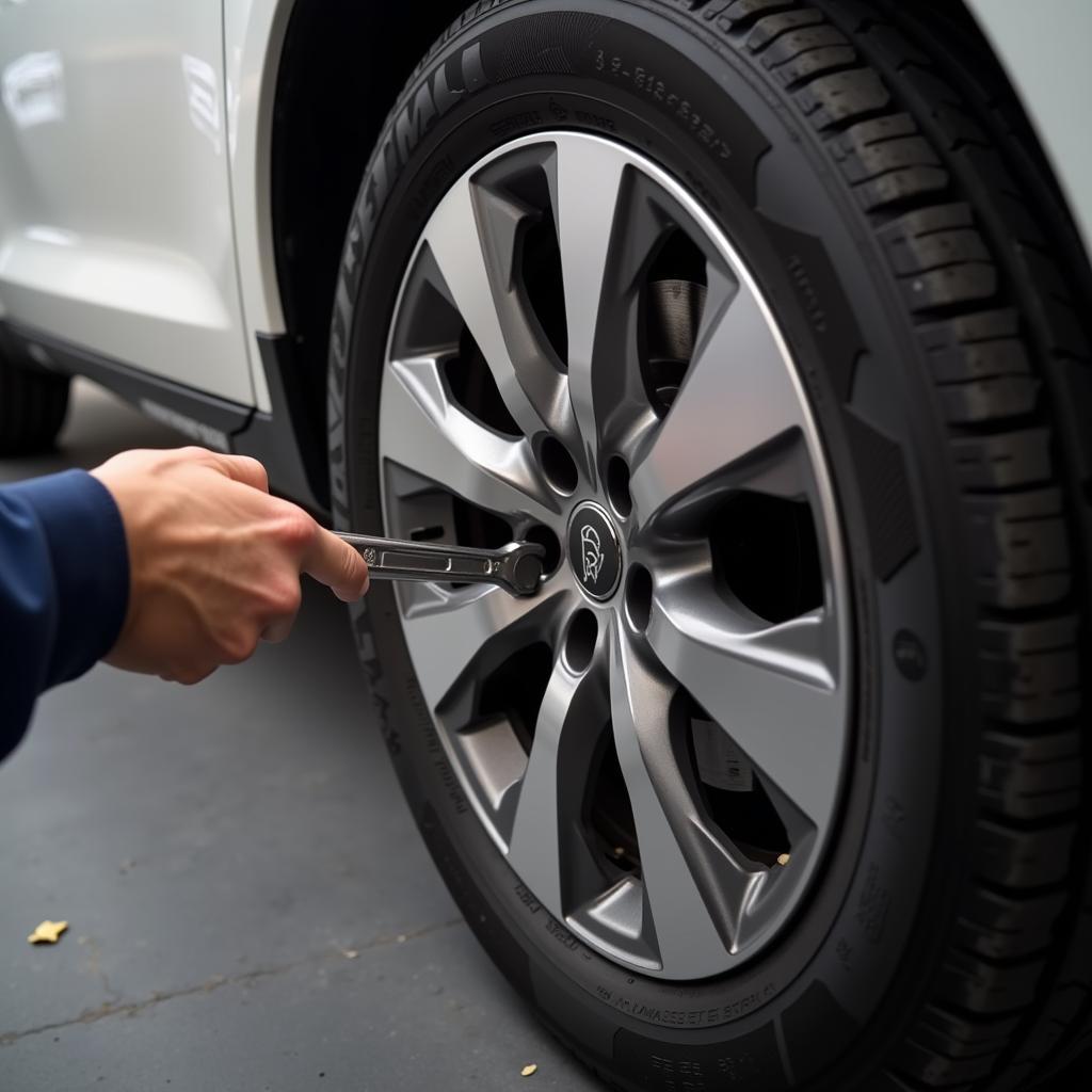 Mechanic rotating car tires