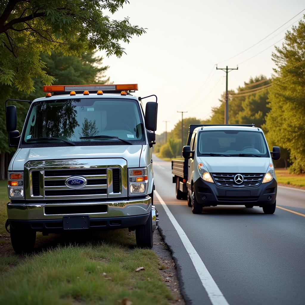 Tow Truck Arriving to Assist Stranded Driver