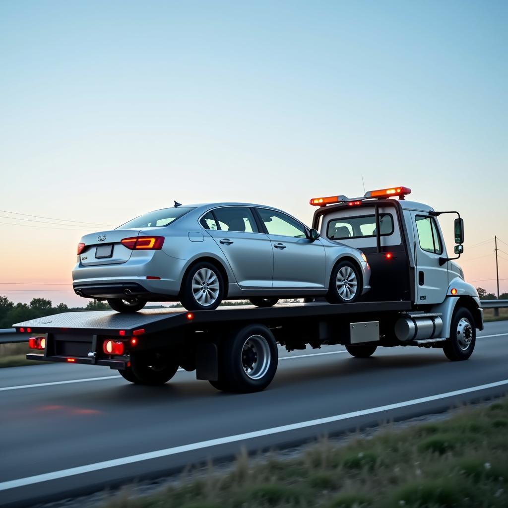 Tow Truck Transporting Car