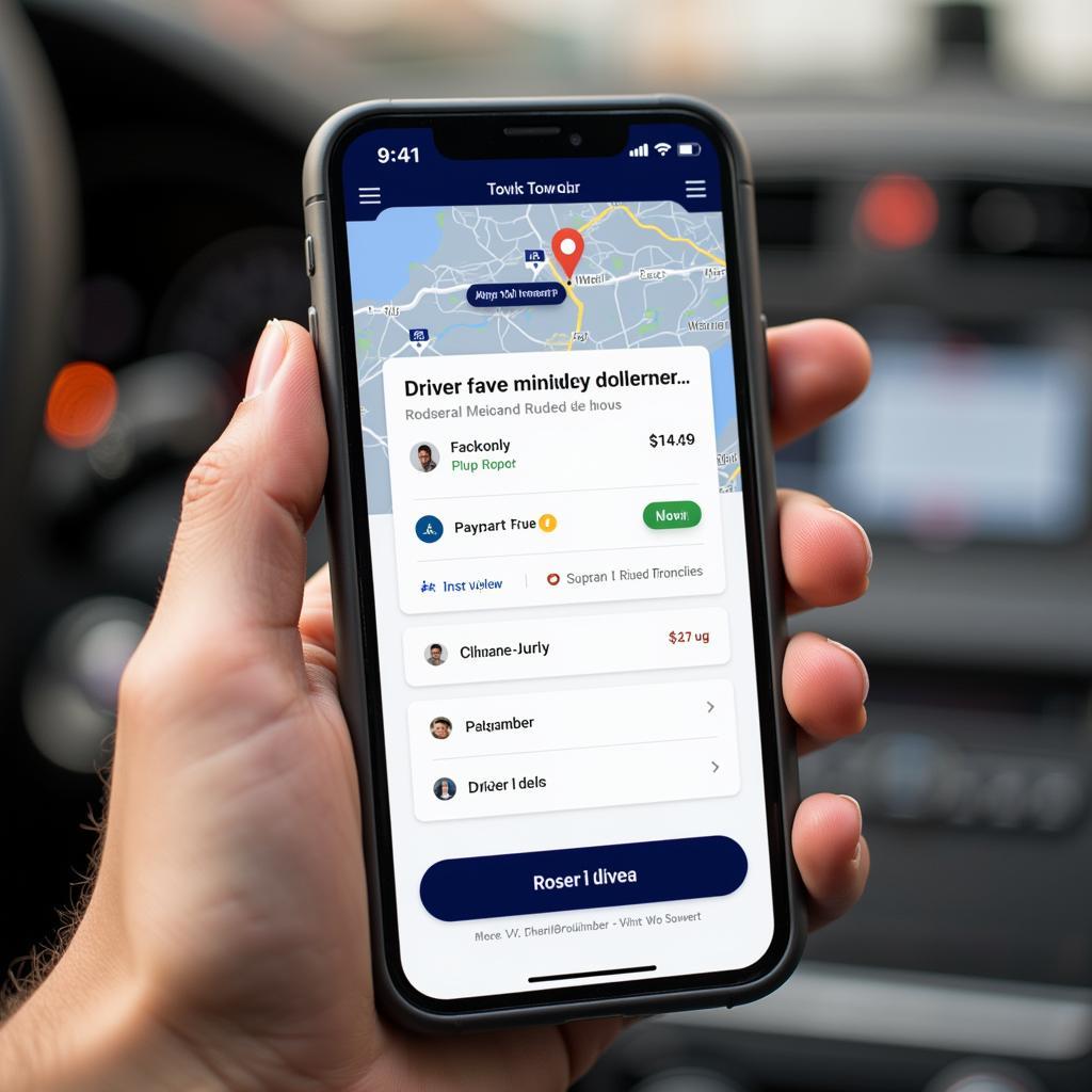 Town Car Booking App on Smartphone