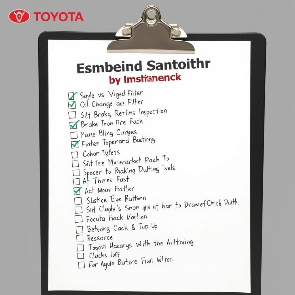 Toyota Service Checklist