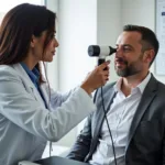 A doctor in an urgent care facility examining a patient.