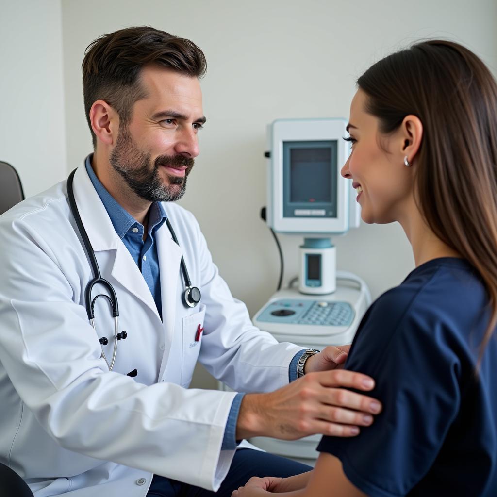 Doctor examining a patient in an urgent care clinic