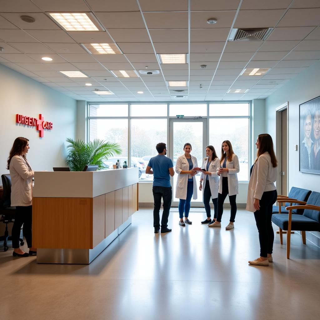 Reception area of a modern urgent care center