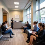 People waiting in an urgent care center waiting room