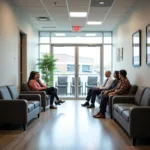 Patients waiting in an urgent care waiting room