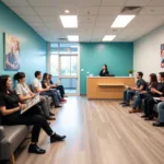 Patients waiting in an urgent care waiting room