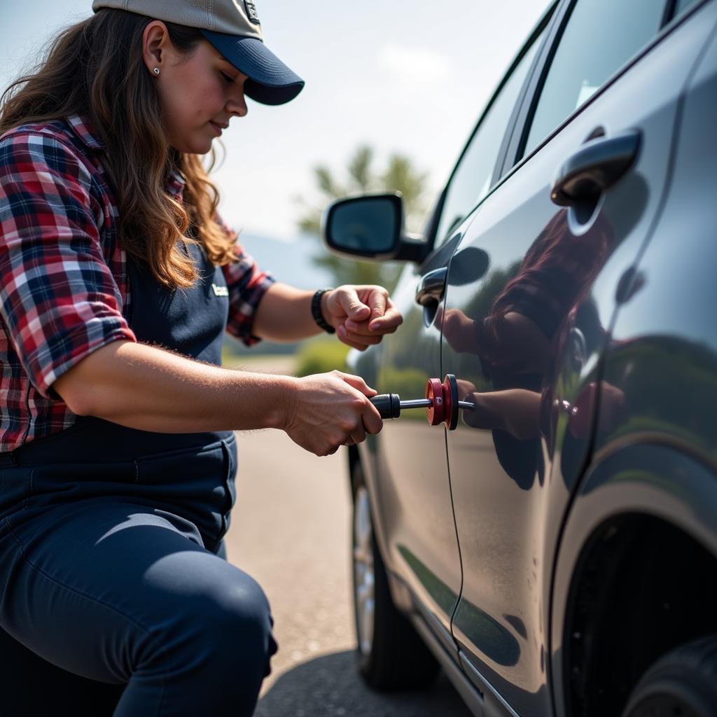 USAA Roadside Assistance Provider Unlocking Car