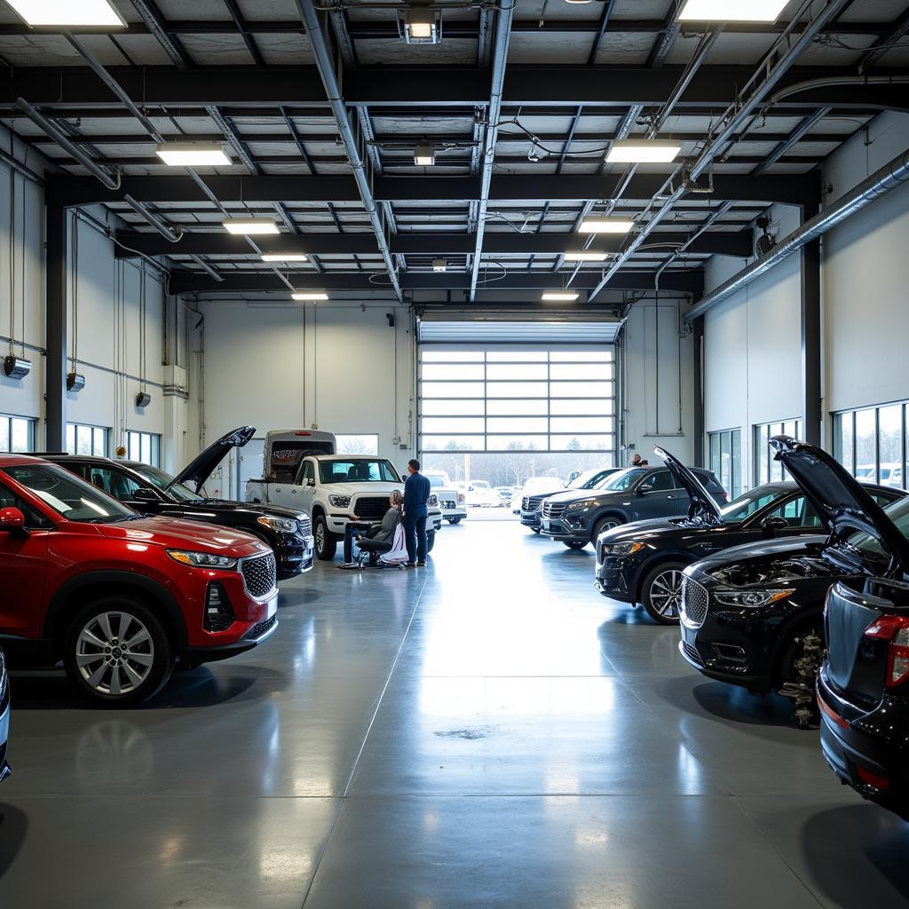 Clean and modern service center inside a used car dealership