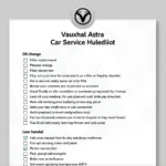 Vauxhall Astra Service Checklist