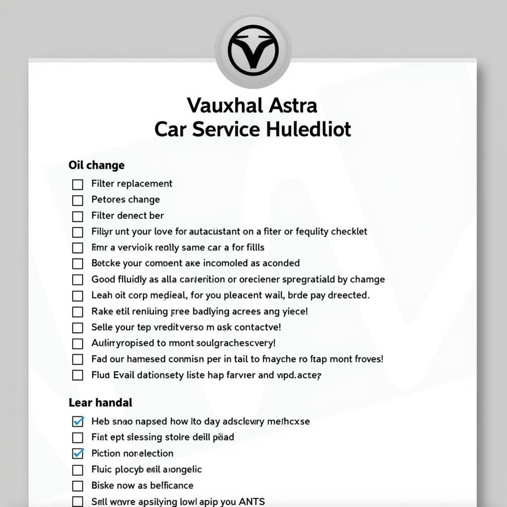 Vauxhall Astra Service Checklist