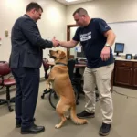 Veteran participating in service dog training program