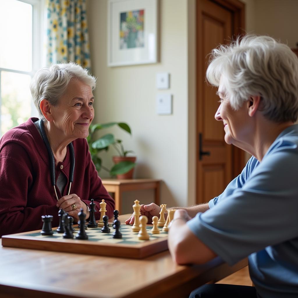 Veteran Widow Participating in Activities with Caregiver