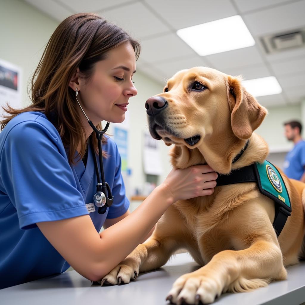 Veterinary Technician Examining a Service Dog