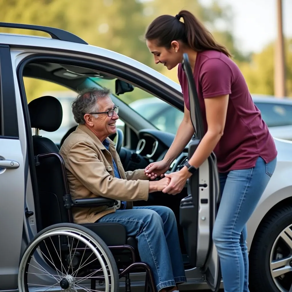 Volunteer Driver Assisting Passenger