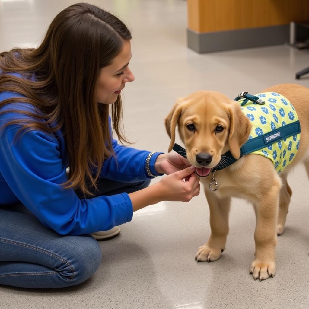 Volunteer Working with a Service Dog Puppy