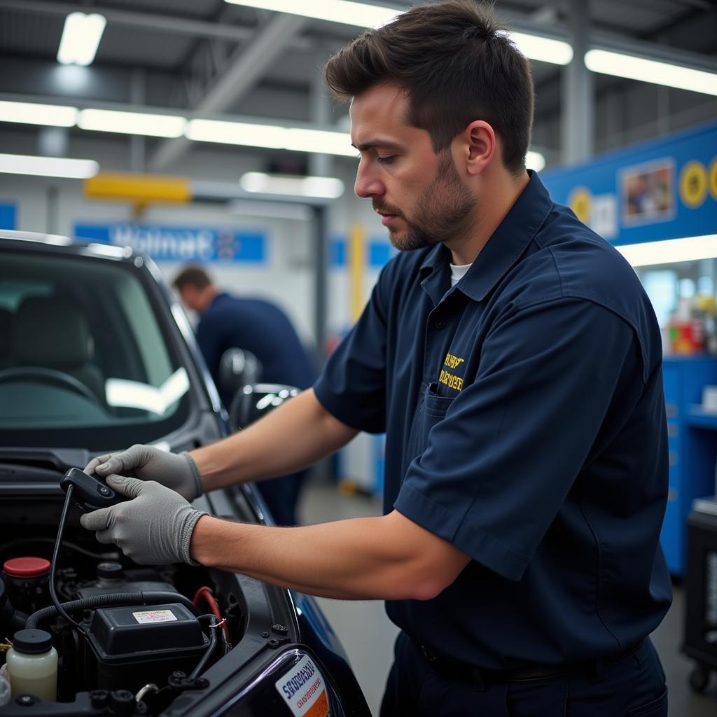 Walmart Auto Care Center Technician Working on Car