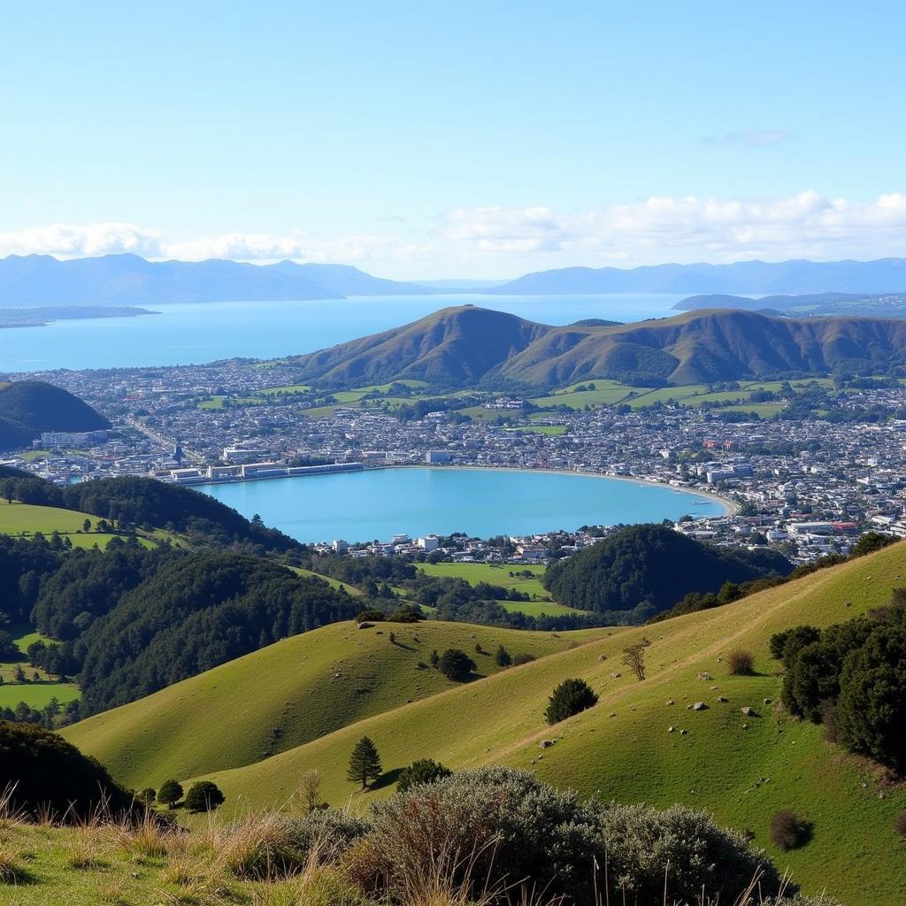 Panoramic view of Wellington city from Mount Victoria