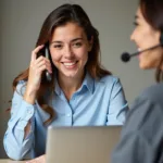 Woman on Phone with Customer Service