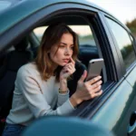 Woman Using Car Breakdown App