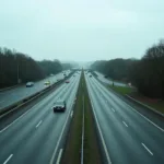 Car driving the wrong way on the A1 near Blyth Services