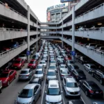 Multi-level parking garage at Yankee Stadium.