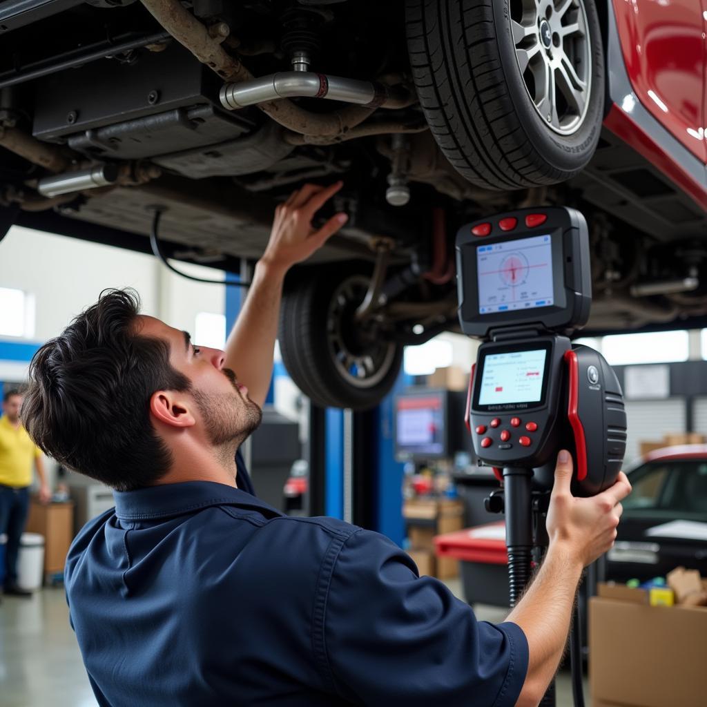 Mechanic Inspecting a 2015 Smart Car