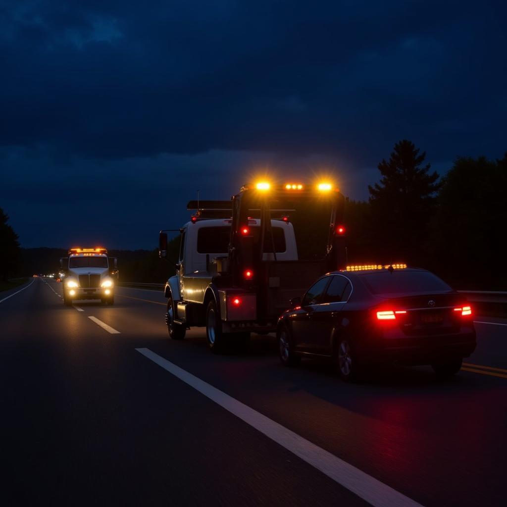 Tow truck providing 24 hour car service