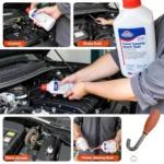 Checking car fluids during a 5,000-mile service