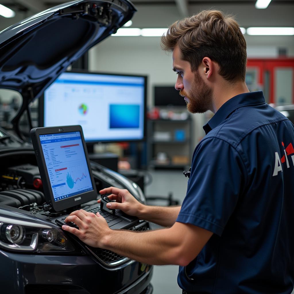 A-IT Employee Working on Car Diagnostics