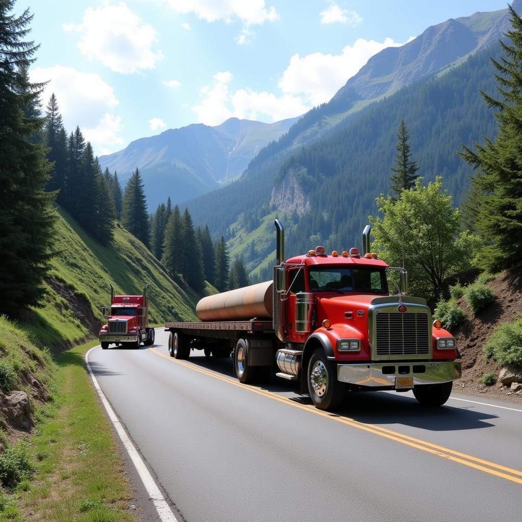 A M Kemp pilot car navigating a challenging route